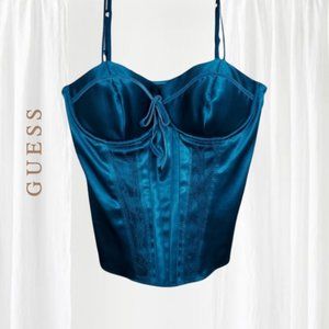 GUESS ORIGINAL- True Vintage Vivid Cerulean Blue Satin Bustier Corset Top